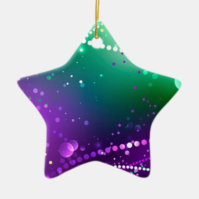 Mardi Gras Festive Purple Background Ceramic Tree Decoration (Front)