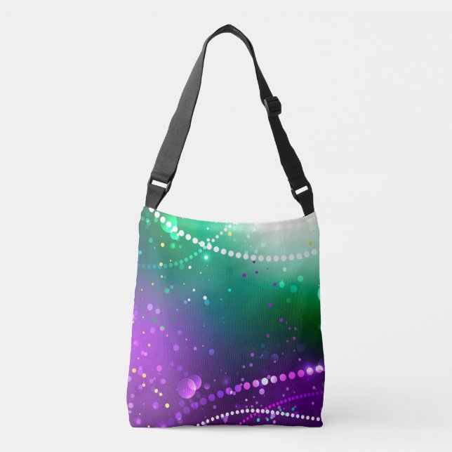 Mardi Gras Festive Purple Background Crossbody Bag (Front)
