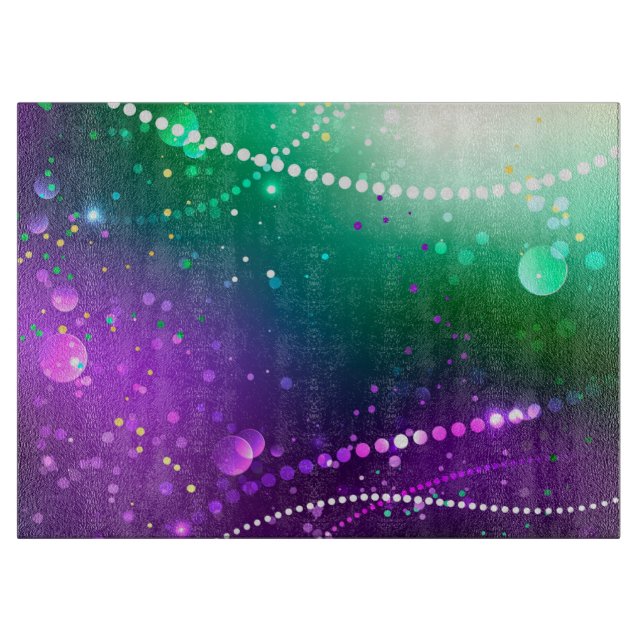 Mardi Gras Festive Purple Background Cutting Board (Front)