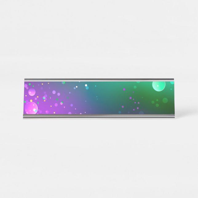 Mardi Gras Festive Purple Background Desk Name Plate (Front)