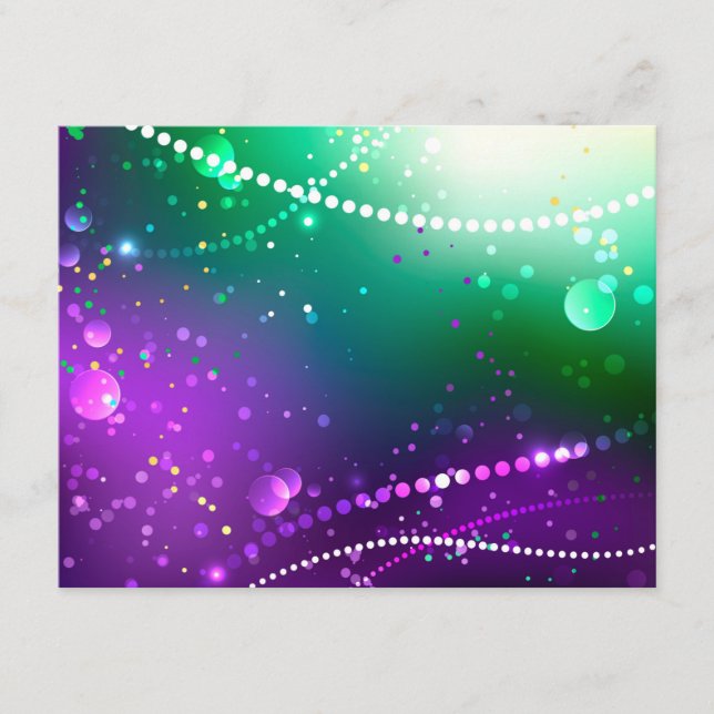 Mardi Gras Festive Purple Background Enclosure Card (Front)