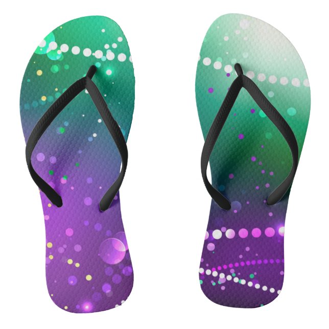 Mardi Gras Festive Purple Background Flip Flops (Footbed)