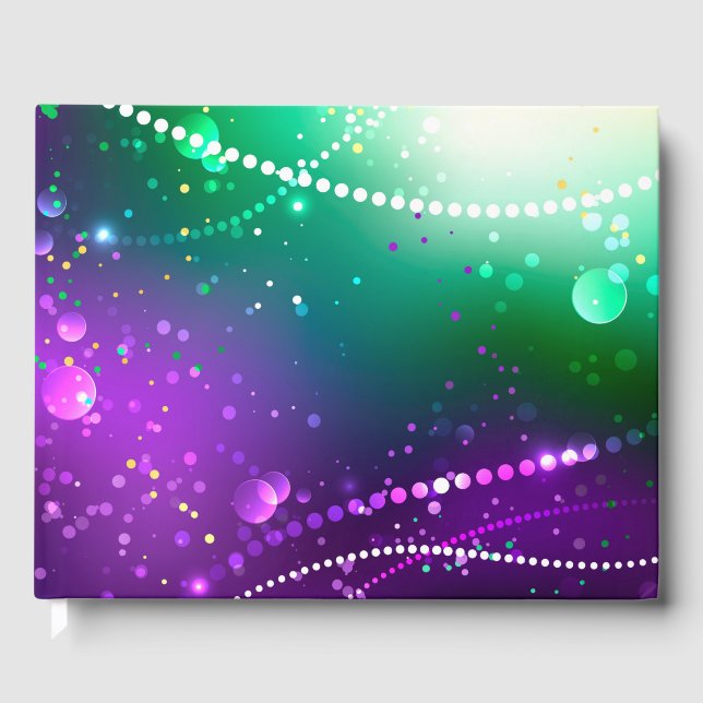 Mardi Gras Festive Purple Background Guest Book (Front)