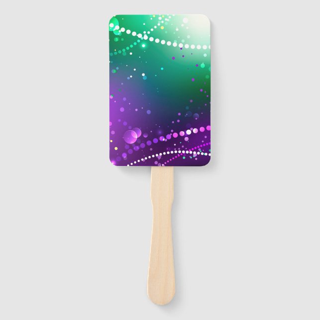 Mardi Gras Festive Purple Background Hand Fan (Front)