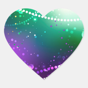 Mardi Gras Festive Purple Background Heart Sticker