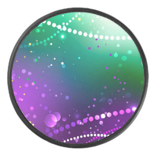 Mardi Gras Festive Purple Background Hockey Puck