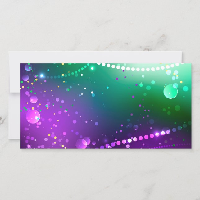 Mardi Gras Festive Purple Background Holiday Card (Front)