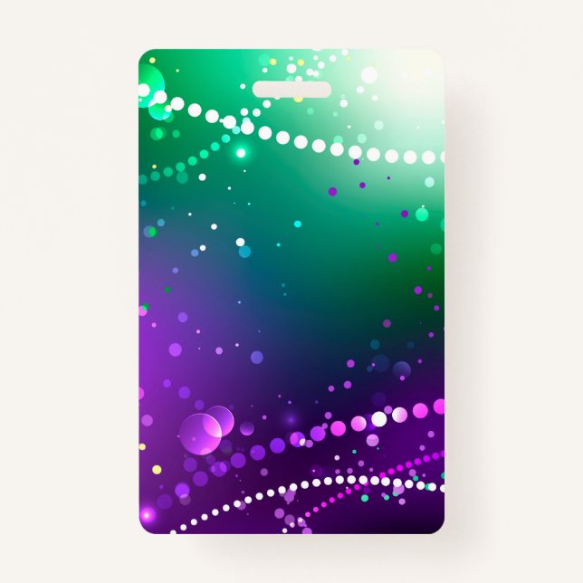 Mardi Gras Festive Purple Background ID Badge (Front)