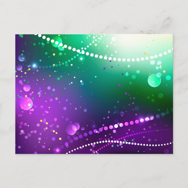 Mardi Gras Festive Purple Background Invitation Postcard (Front)
