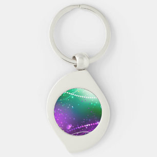 Mardi Gras Festive Purple Background Key Ring