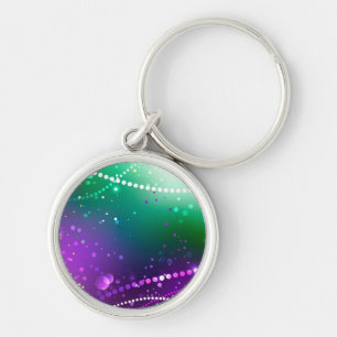 Mardi Gras Festive Purple Background Key Ring