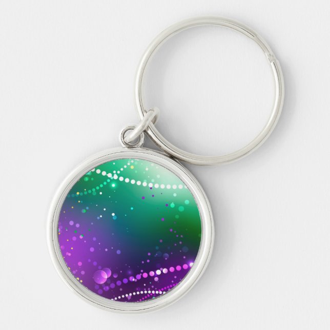 Mardi Gras Festive Purple Background Key Ring (Front)