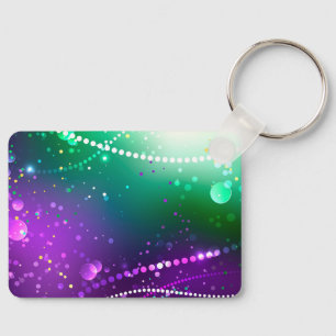 Mardi Gras Festive Purple Background Key Ring