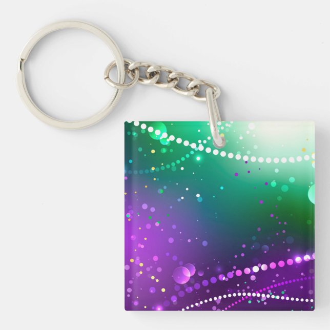 Mardi Gras Festive Purple Background Key Ring (Front)