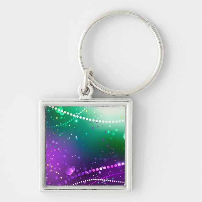 Mardi Gras Festive Purple Background Key Ring (Front)