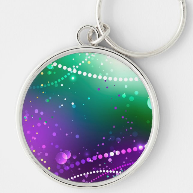 Mardi Gras Festive Purple Background Key Ring (Front)