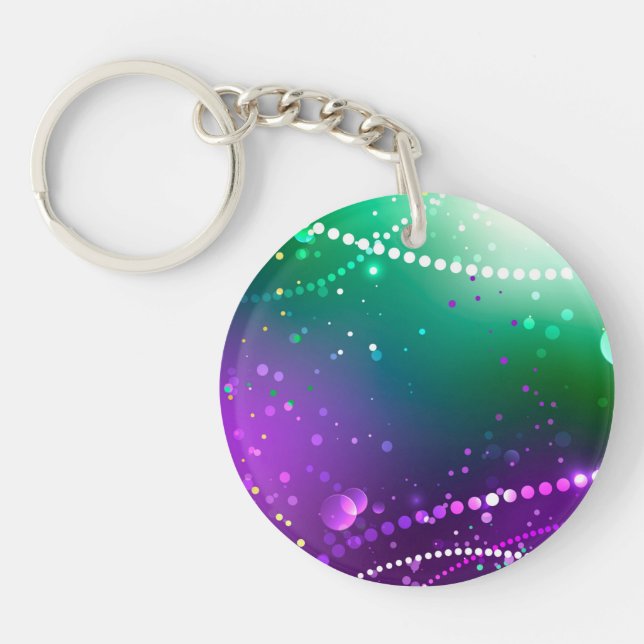 Mardi Gras Festive Purple Background Key Ring (Front)