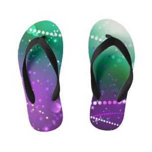 Mardi Gras Festive Purple Background Kid's Flip Flops