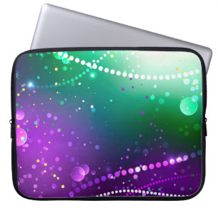 Mardi Gras Festive Purple Background Laptop Sleeve