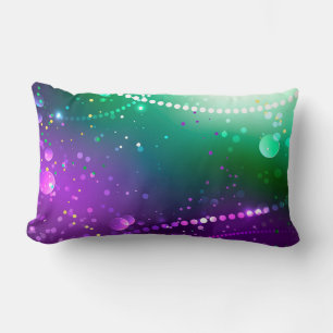 Mardi Gras Festive Purple Background Lumbar Cushion