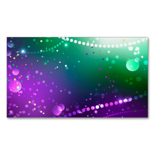 Mardi Gras Festive Purple Background Magnetic Business Card