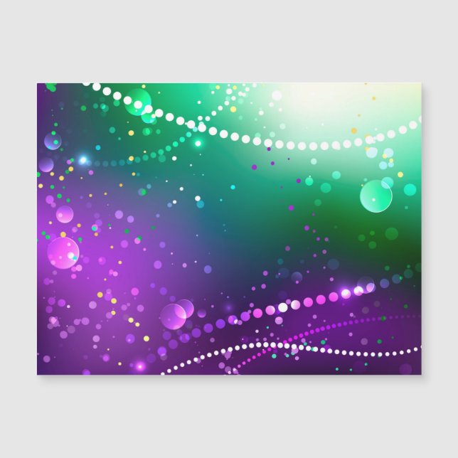 Mardi Gras Festive Purple Background Magnetic Invitation (Front)