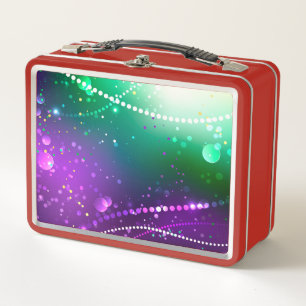 Mardi Gras Festive Purple Background Metal Lunch Box