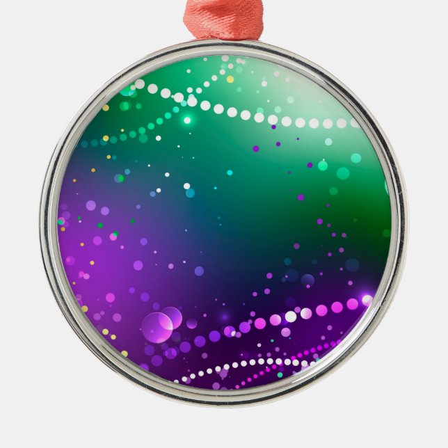 Mardi Gras Festive Purple Background Metal Tree Decoration (Front)