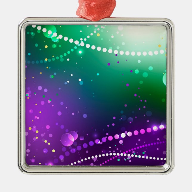 Mardi Gras Festive Purple Background Metal Tree Decoration (Front)