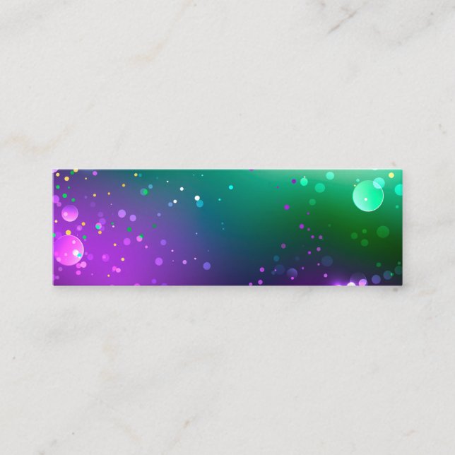 Mardi Gras Festive Purple Background Mini Business Card (Front)