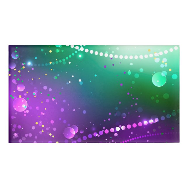 Mardi Gras Festive Purple Background Name Tag (Front)