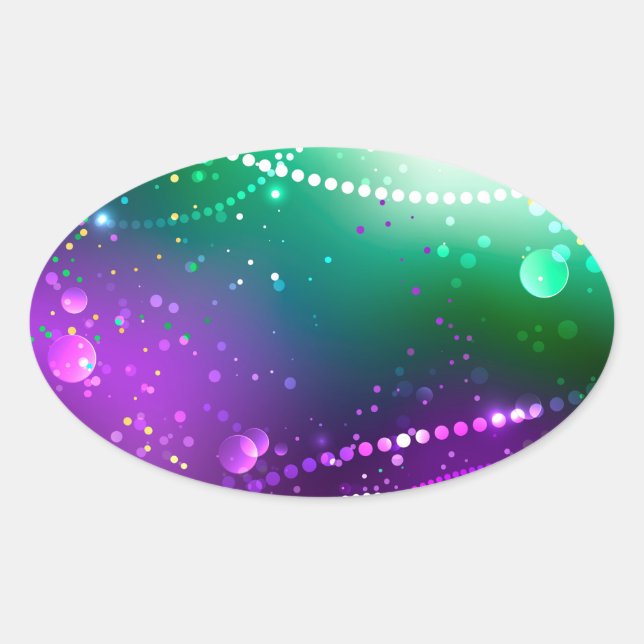 Mardi Gras Festive Purple Background Oval Sticker (Front)
