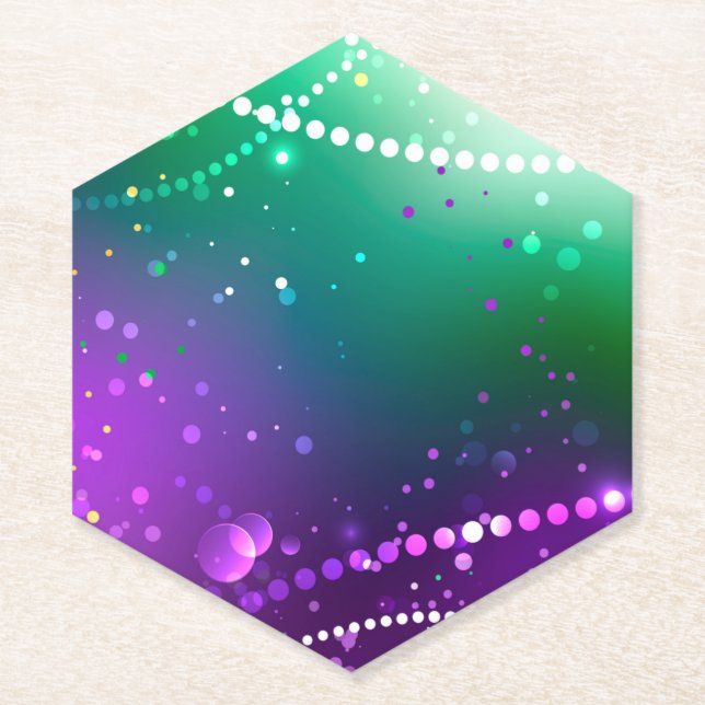 Mardi Gras Festive Purple Background Paper Coaster (Front)