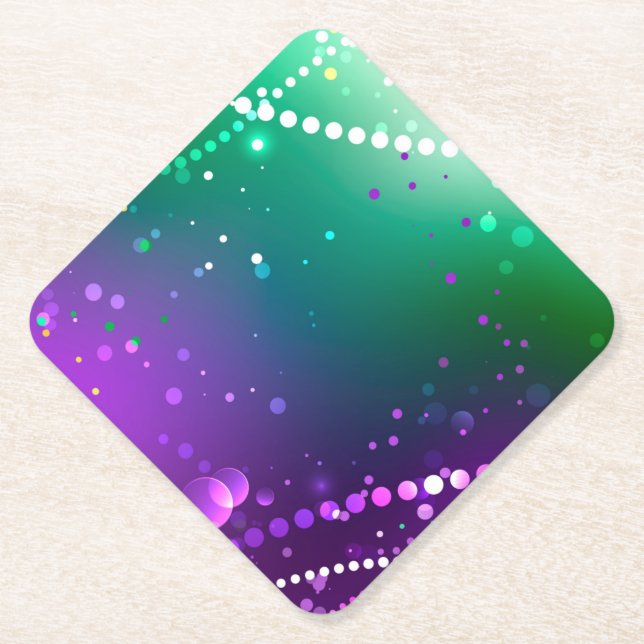 Mardi Gras Festive Purple Background Paper Coaster (Front)