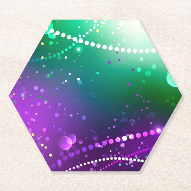 Mardi Gras Festive Purple Background Paper Coaster (Front)