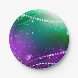 Mardi Gras Festive Purple Background Paper Plate
