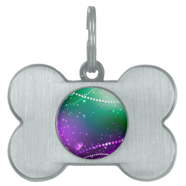 Mardi Gras Festive Purple Background Pet ID Tag (Front)
