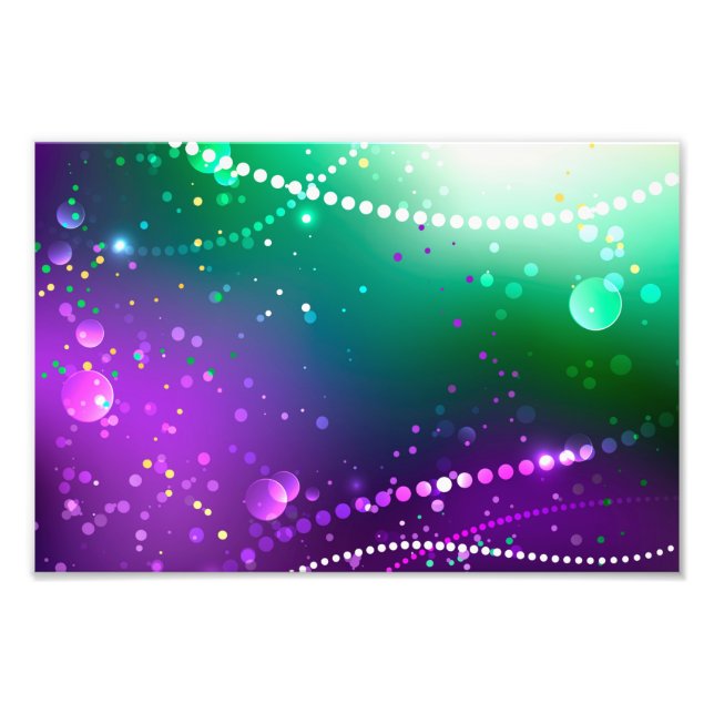 Mardi Gras Festive Purple Background Photo Print (Front)