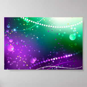 Mardi Gras Festive Purple Background Poster