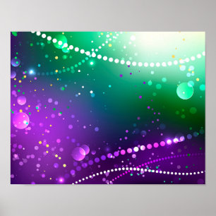 Mardi Gras Festive Purple Background Poster