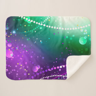 Mardi Gras Festive Purple Background Sherpa Blanket