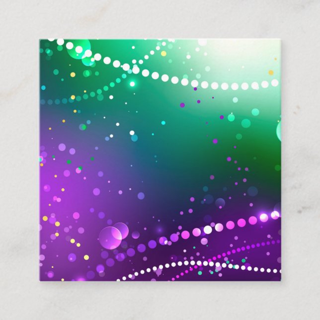 Mardi Gras Festive Purple Background Square Business Card (Front)