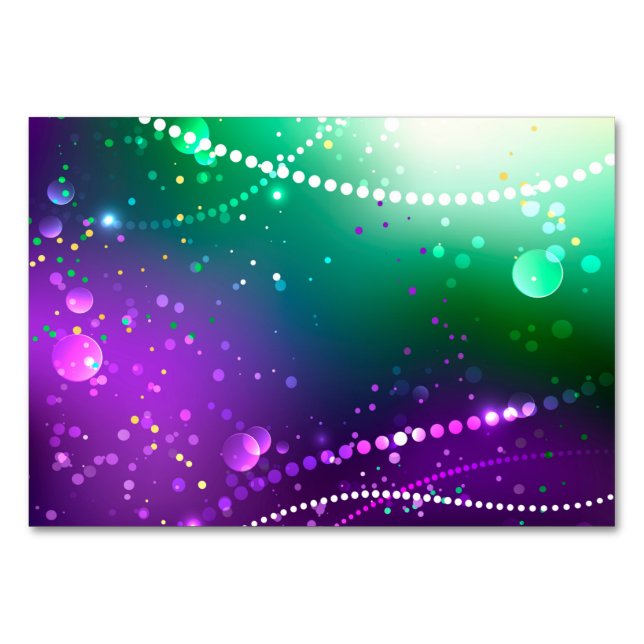 Mardi Gras Festive Purple Background Table Number (Front)