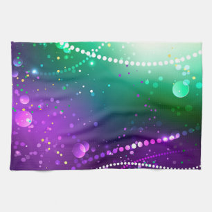 Mardi Gras Festive Purple Background Tea Towel