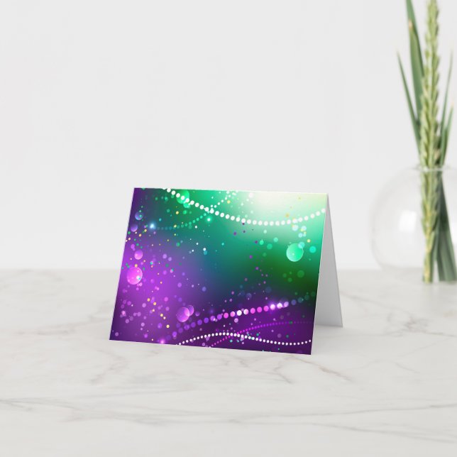 Mardi Gras Festive Purple Background Thank You Card (Front)