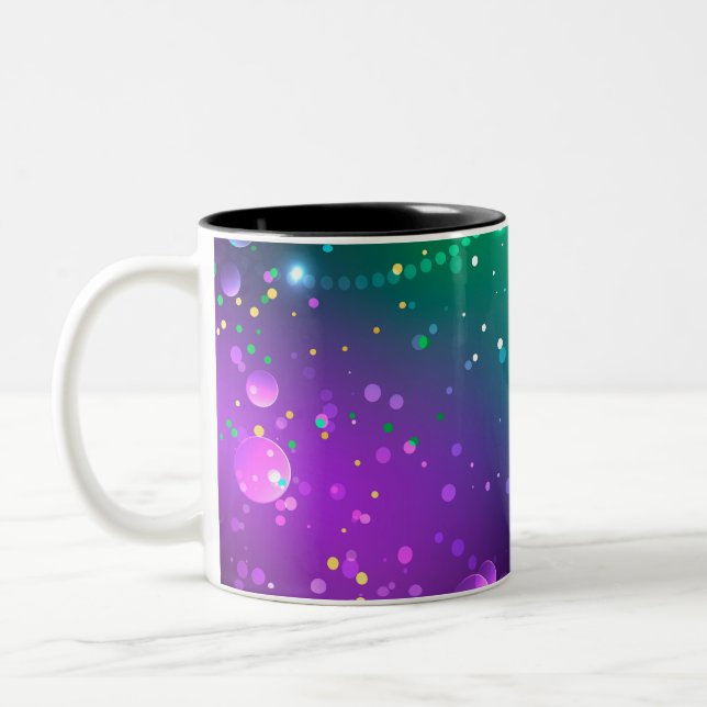 Mardi Gras Festive Purple Background Two-Tone Coffee Mug (Left)