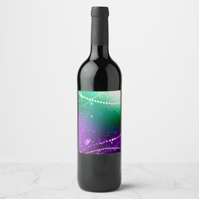 Mardi Gras Festive Purple Background Wine Label (Front)