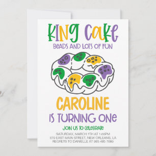 Mardi Gras First Birthday Invitation