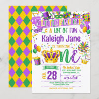 Mardi Gras First Birthday Invitation 