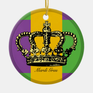 Mardi Gras Flag Crown Ceramic Tree Decoration